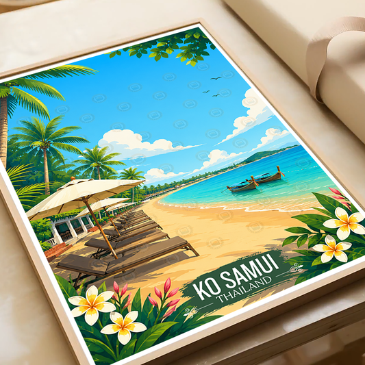 Ko Samui - Thailand - Travel Poster Vintage Style Wall Art Print - Art Print - Travel Art Poster