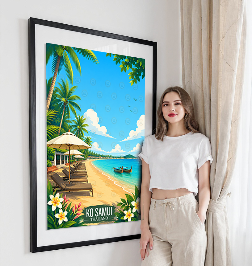 Ko Samui - Thailand - Travel Poster Vintage Style Wall Art Print - Art Print - Travel Art Poster