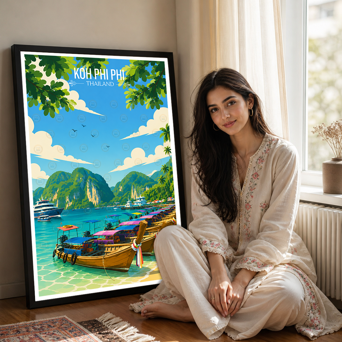 Koh Phi Phi - Thailand - Travel Poster Vintage Style Wall Art Print - Art Print - Travel Art Poster