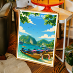 Koh Phi Phi - Thailand - Travel Poster Vintage Style Wall Art Print - Art Print - Travel Art Poster