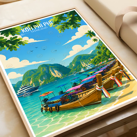 Koh Phi Phi - Thailand - Travel Poster Vintage Style Wall Art Print - Art Print - Travel Art Poster
