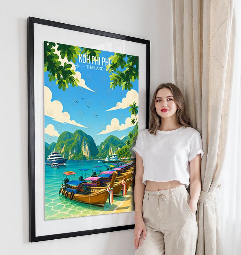 Koh Phi Phi - Thailand - Travel Poster Vintage Style Wall Art Print - Art Print - Travel Art Poster