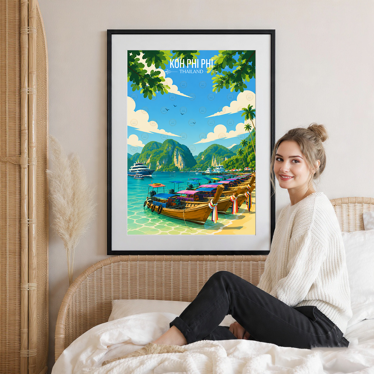 Koh Phi Phi - Thailand - Travel Poster Vintage Style Wall Art Print - Art Print - Travel Art Poster