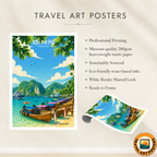 Koh Phi Phi - Thailand - Travel Poster Vintage Style Wall Art Print - Art Print - Travel Art Poster