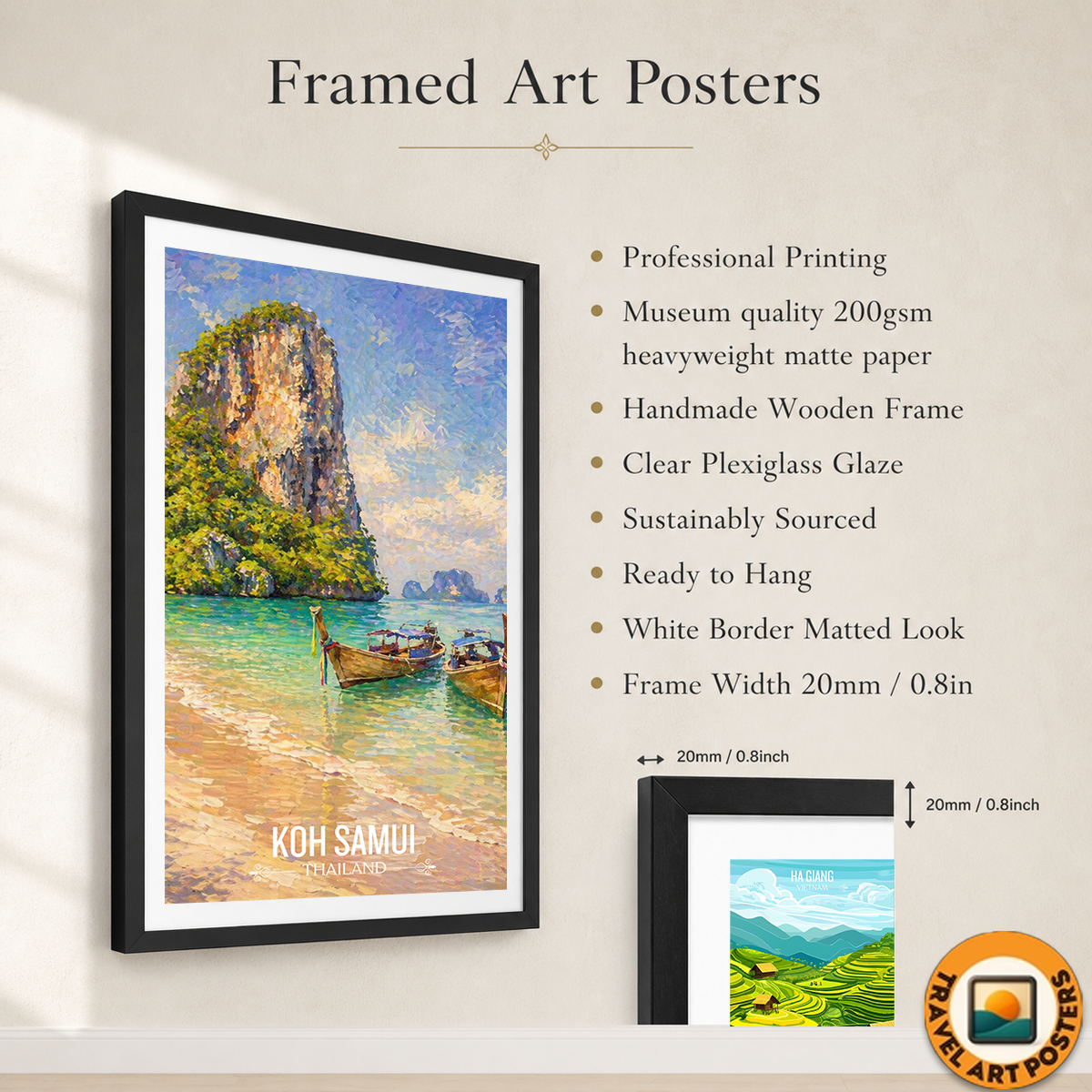 Koh Samui - Thailand - Travel Poster Vintage Style Wall Art Print - Art Print - Travel Art Poster