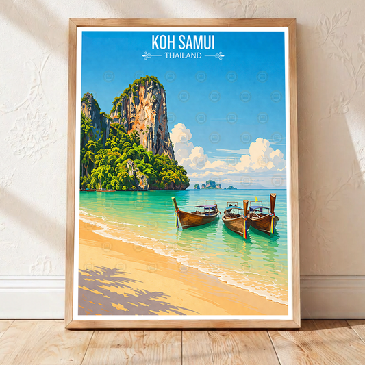 Koh Samui - Thailand - Travel Poster Vintage Style Wall Art Print - Art Print - Travel Art Poster