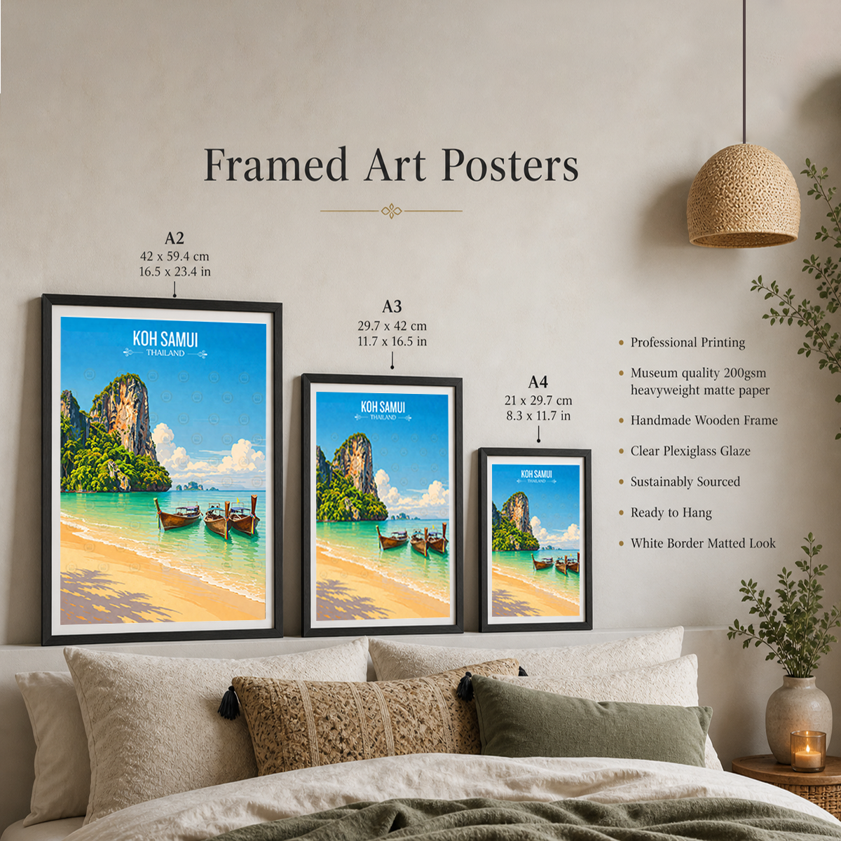 Koh Samui - Thailand - Travel Poster Vintage Style Wall Art Print - Art Print - Travel Art Poster