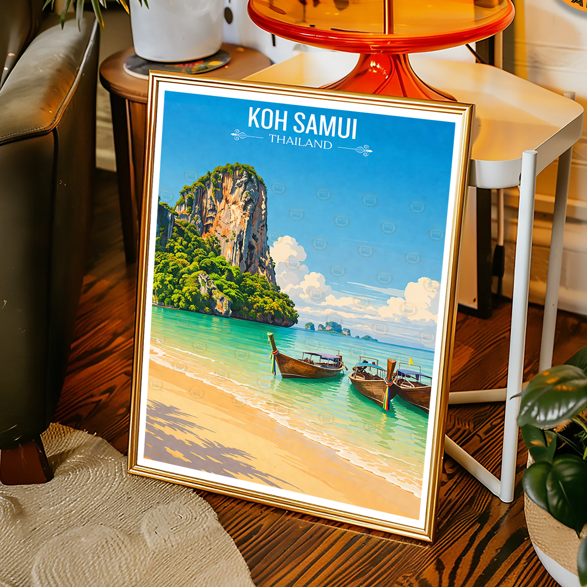 Koh Samui - Thailand - Travel Poster Vintage Style Wall Art Print - Art Print - Travel Art Poster