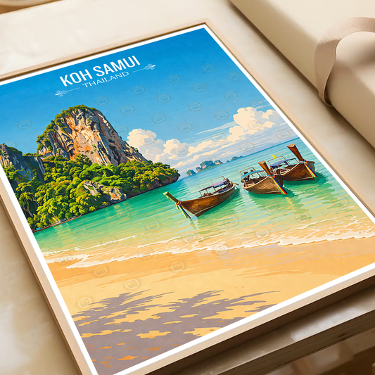 Koh Samui - Thailand - Travel Poster Vintage Style Wall Art Print - Art Print - Travel Art Poster