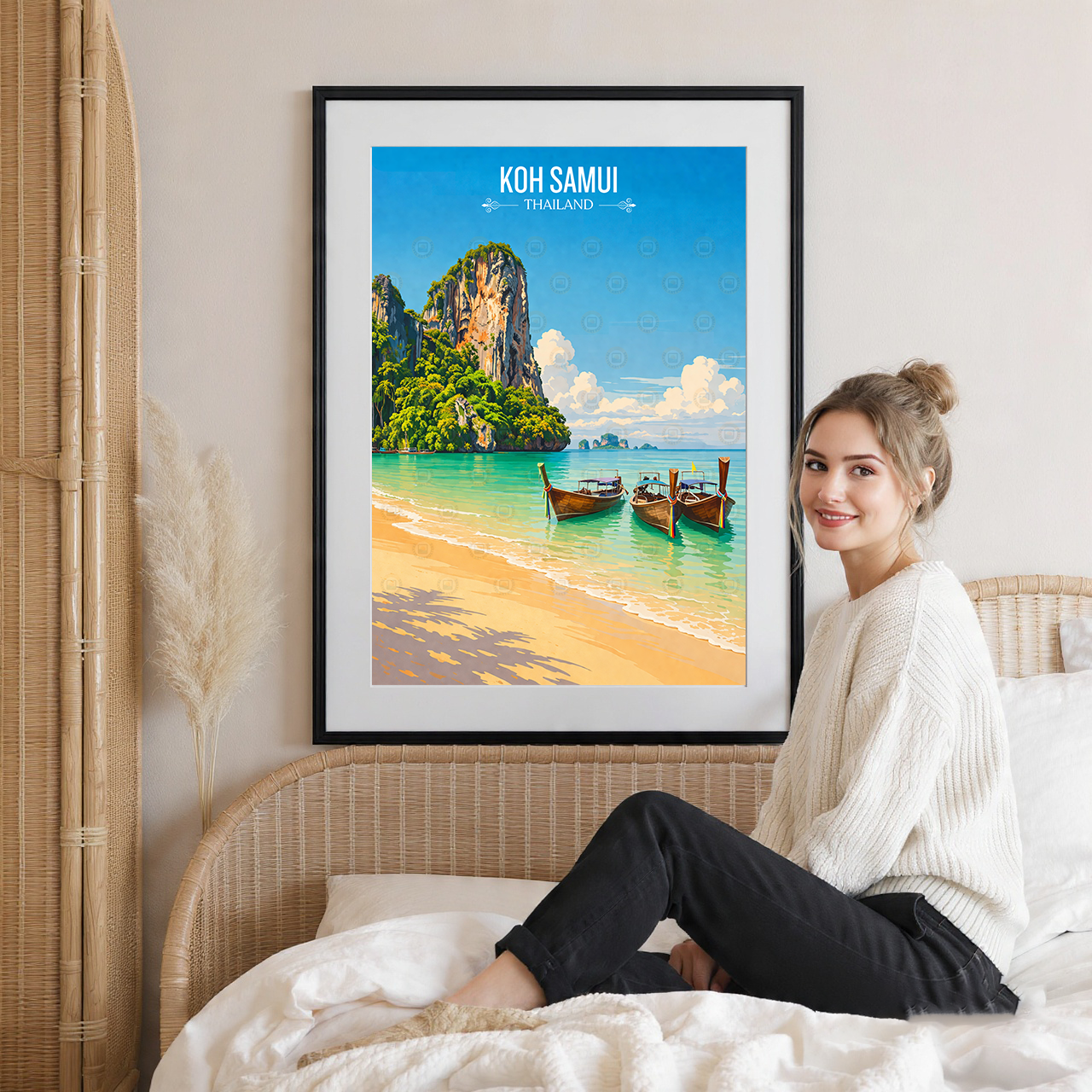 Koh Samui - Thailand - Travel Poster Vintage Style Wall Art Print - Art Print - Travel Art Poster