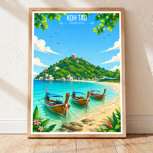 Koh Tao - Thailand - Travel Poster Vintage Style Wall Art Print - Art Print - Travel Art Poster