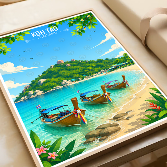 Koh Tao - Thailand - Travel Poster Vintage Style Wall Art Print - Art Print - Travel Art Poster