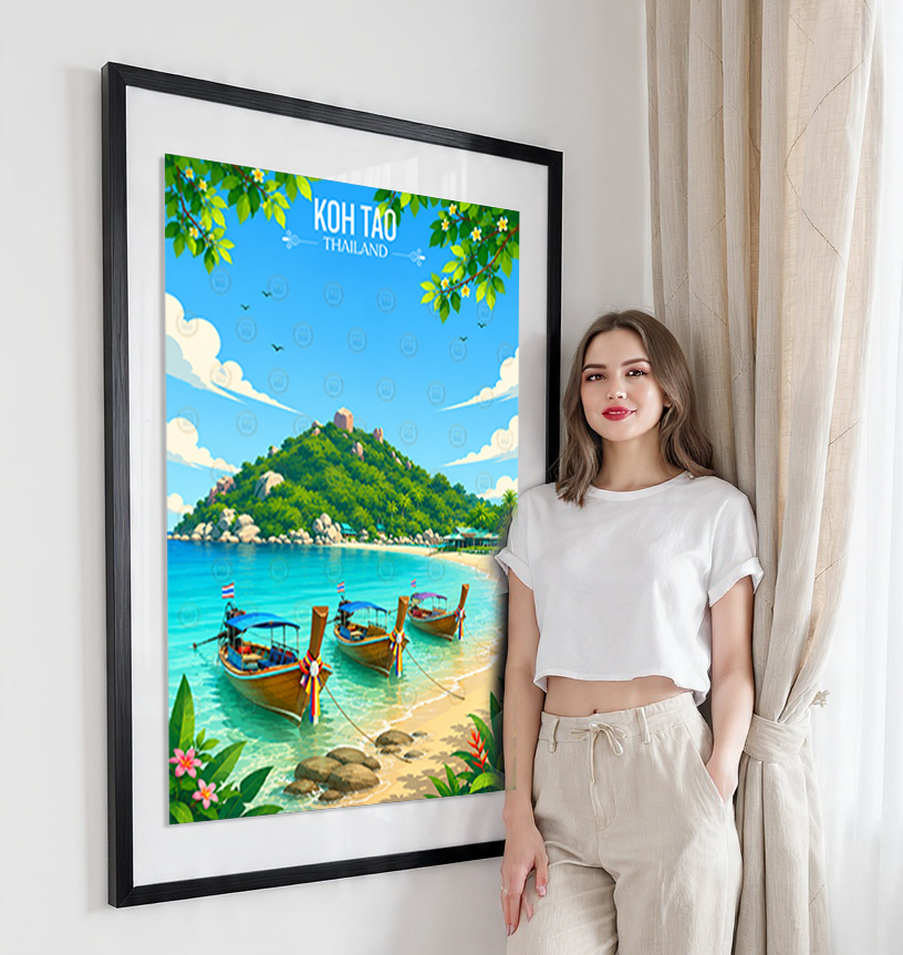 Koh Tao - Thailand - Travel Poster Vintage Style Wall Art Print
