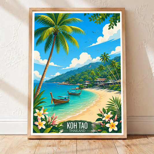 Koh Tao - Thailand - Travel Poster Vintage Style Wall Art Print - Art Print - Travel Art Poster