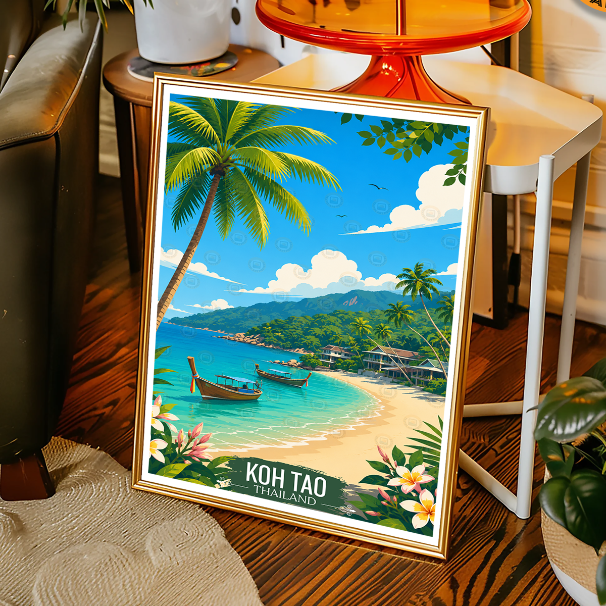 Koh Tao - Thailand - Travel Poster Vintage Style Wall Art Print
