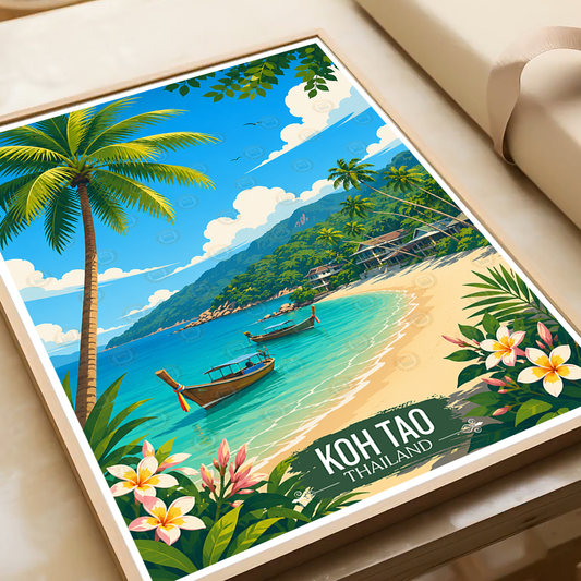 Koh Tao - Thailand - Travel Poster Vintage Style Wall Art Print - Art Print - Travel Art Poster