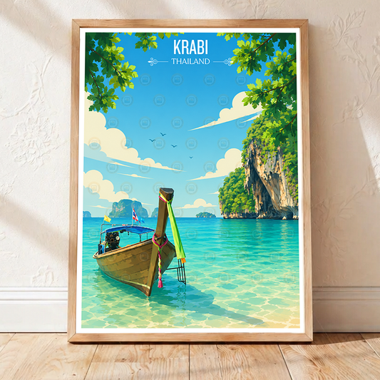 Krabi - Thailand - Travel Poster Vintage Style Wall Art Print - Art Print - Travel Art Poster