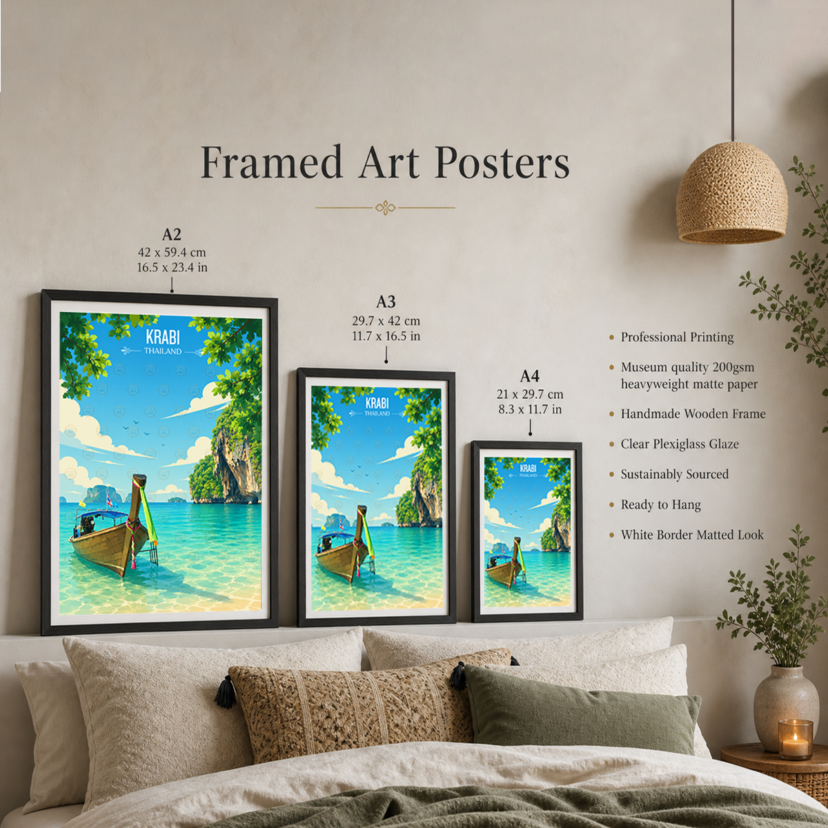 Krabi - Thailand - Travel Poster Vintage Style Wall Art Print