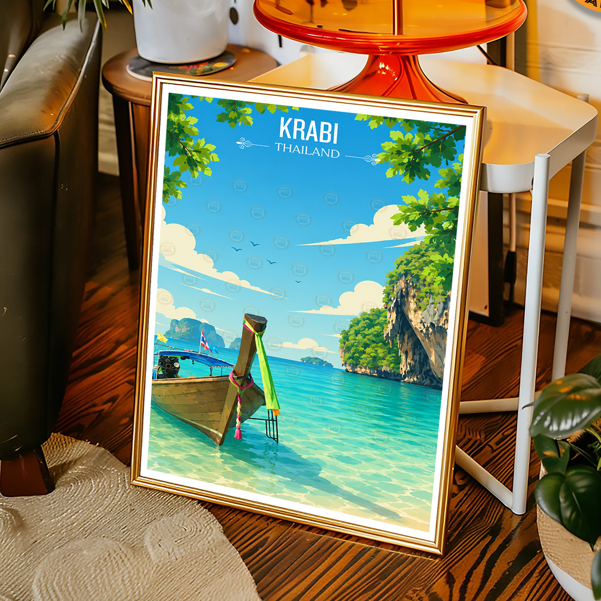 Krabi - Thailand - Travel Poster Vintage Style Wall Art Print