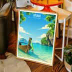 Krabi - Thailand - Travel Poster Vintage Style Wall Art Print