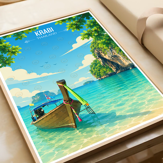 Krabi - Thailand - Travel Poster Vintage Style Wall Art Print - Art Print - Travel Art Poster