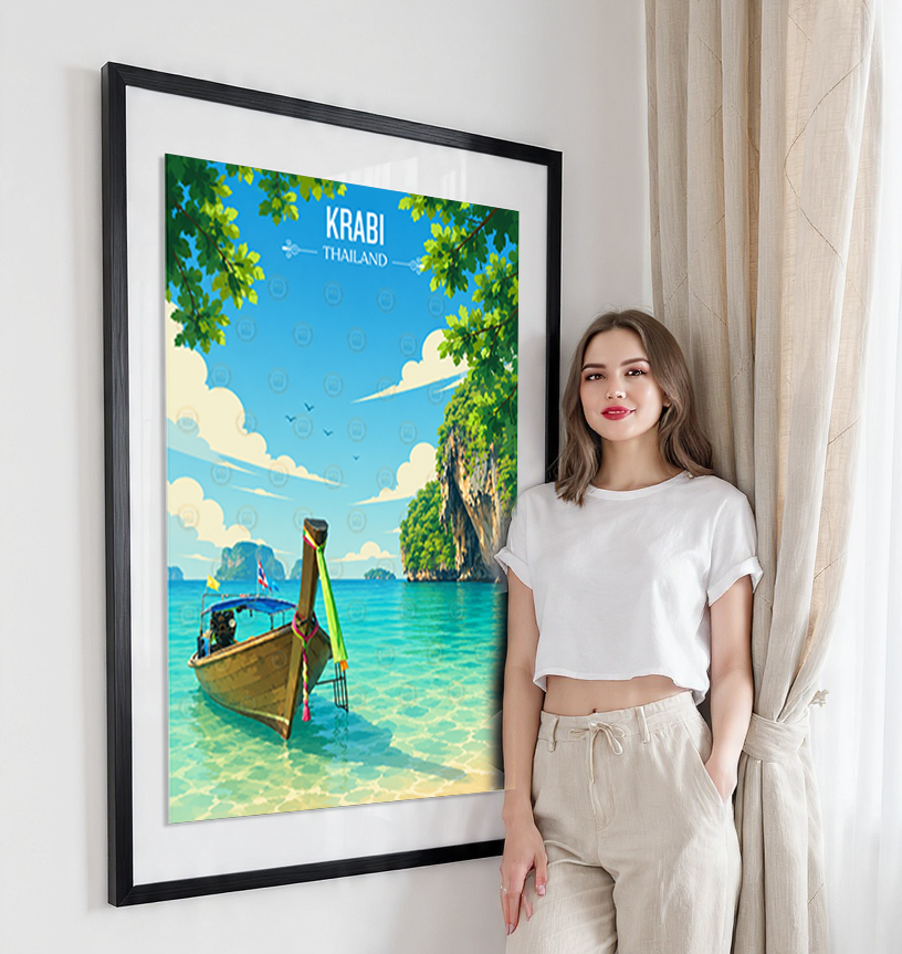 Krabi - Thailand - Travel Poster Vintage Style Wall Art Print