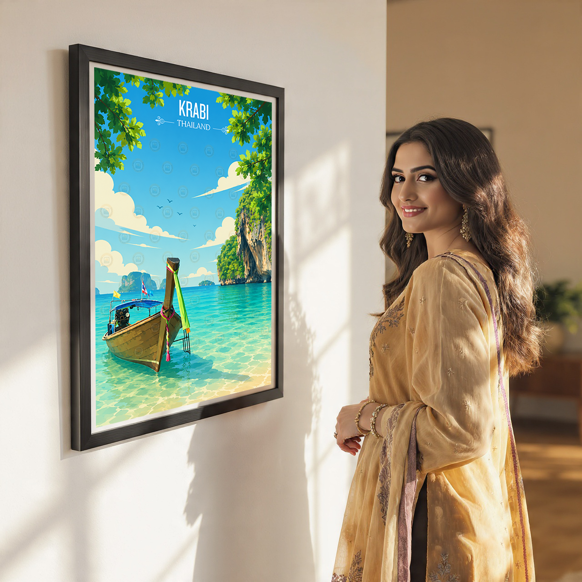 Krabi - Thailand - Travel Poster Vintage Style Wall Art Print