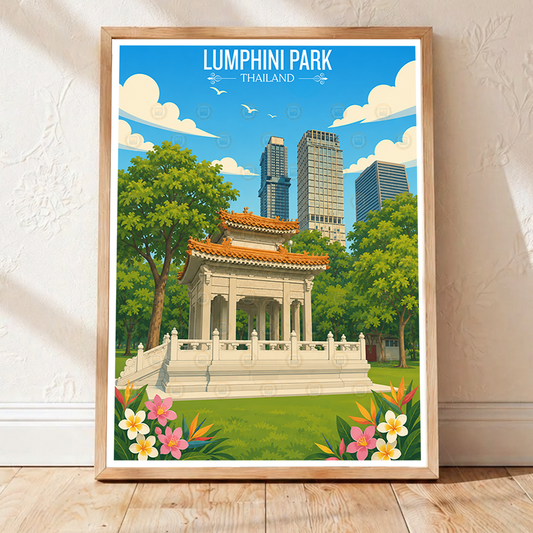 Lumphini Park - Thailand - Travel Poster Vintage Style Wall Art Print - Art Print - Travel Art Poster