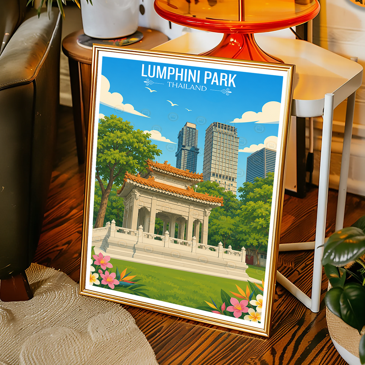 Lumphini Park - Thailand - Travel Poster Vintage Style Wall Art Print