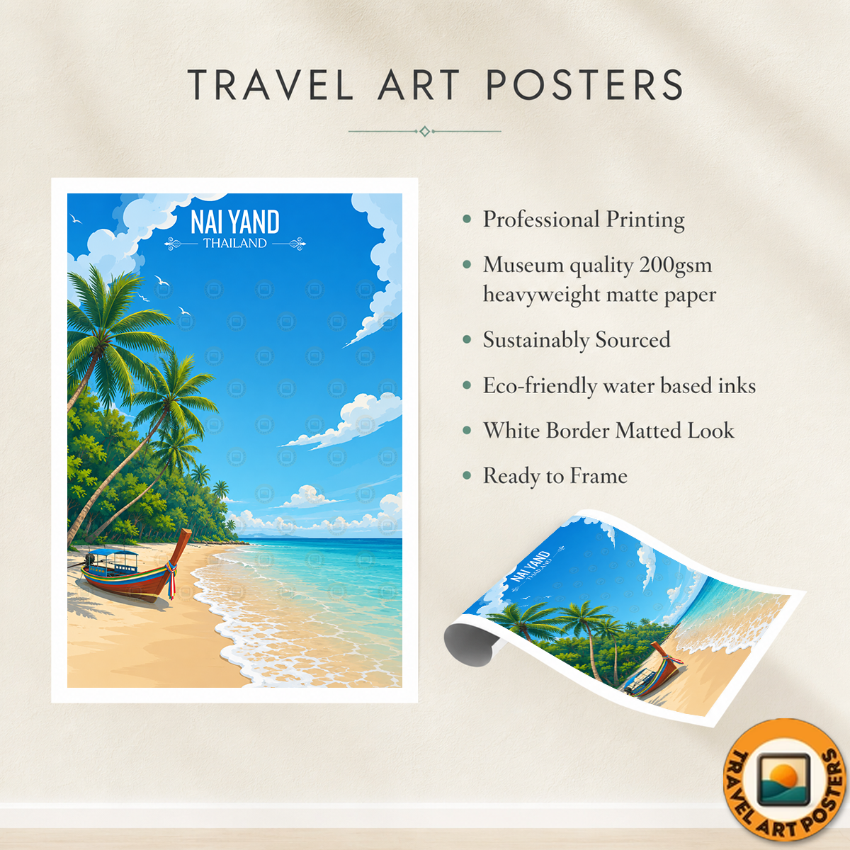 Nai Yang - Thailand - Travel Poster Vintage Style Wall Art Print