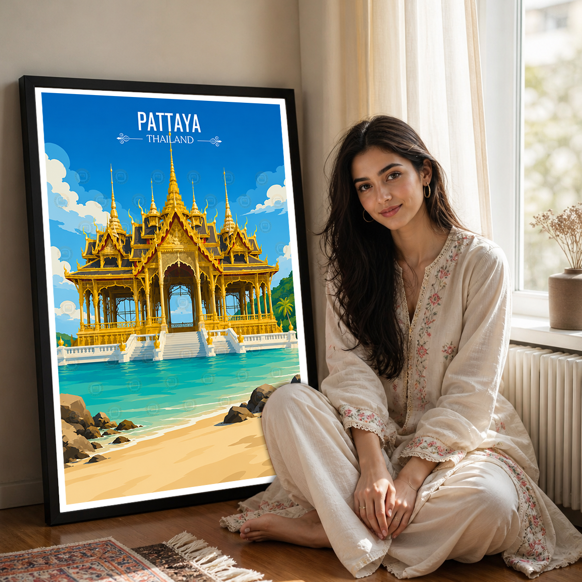 Pattaya - Thailand - Travel Poster Vintage Style Wall Art Print