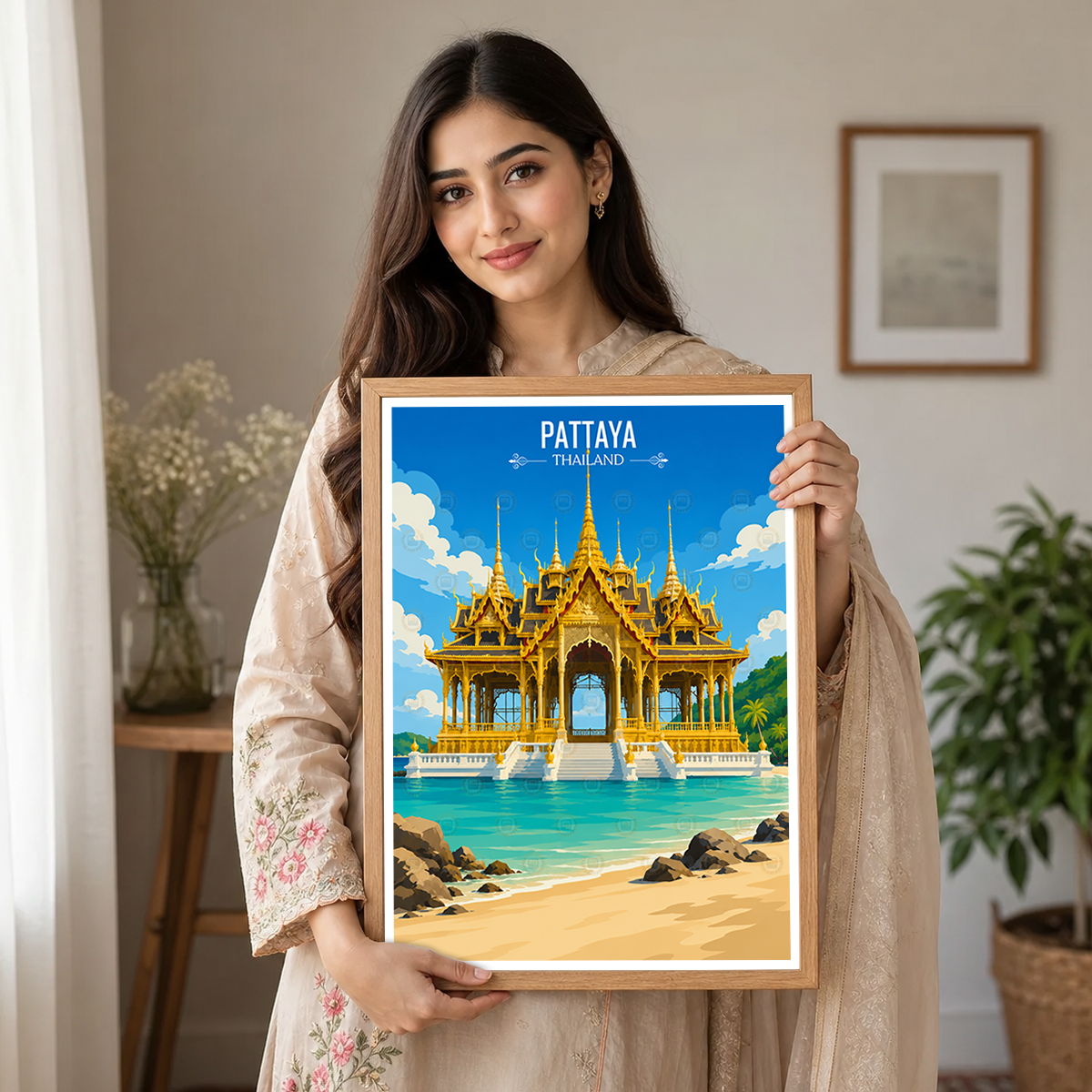 Pattaya - Thailand - Travel Poster Vintage Style Wall Art Print