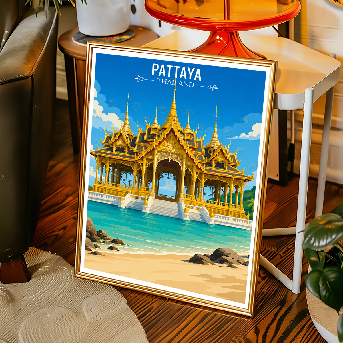 Pattaya - Thailand - Travel Poster Vintage Style Wall Art Print