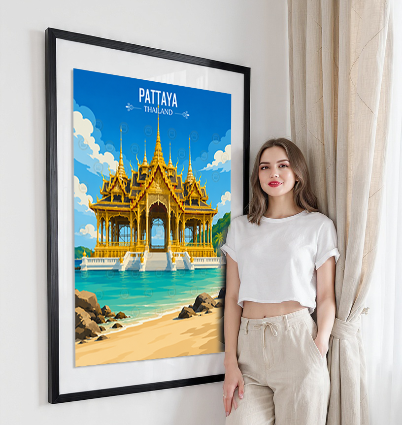 Pattaya - Thailand - Travel Poster Vintage Style Wall Art Print