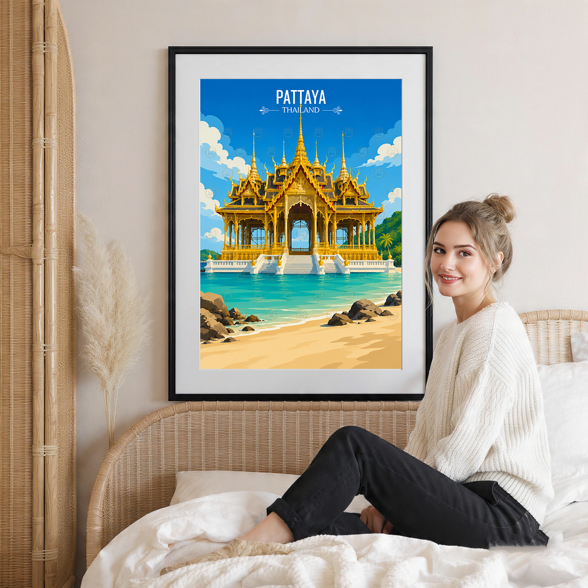 Pattaya - Thailand - Travel Poster Vintage Style Wall Art Print