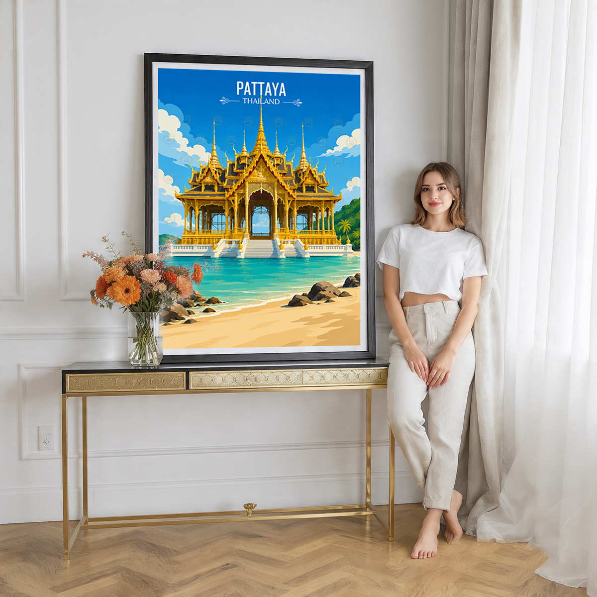 Pattaya - Thailand - Travel Poster Vintage Style Wall Art Print