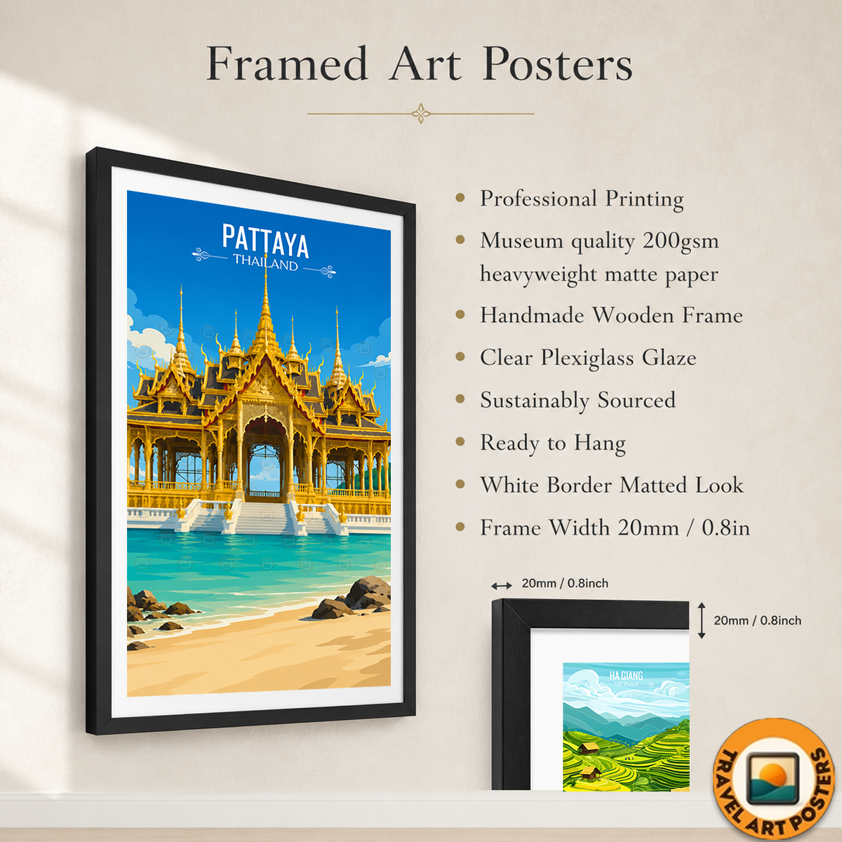 Pattaya - Thailand - Travel Poster Vintage Style Wall Art Print