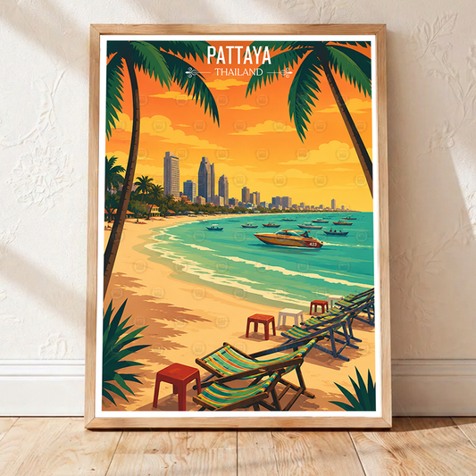 Pattaya - Thailand - Travel Poster Vintage Style Wall Art Print - Art Print - Travel Art Poster