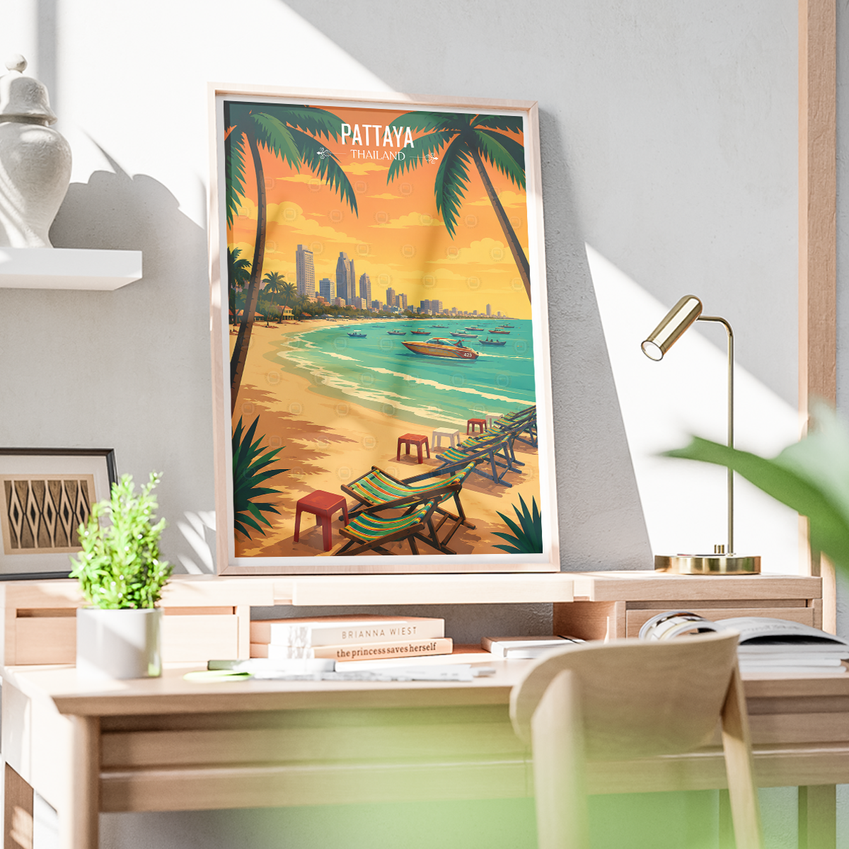 Pattaya - Thailand - Travel Poster Vintage Style Wall Art Print