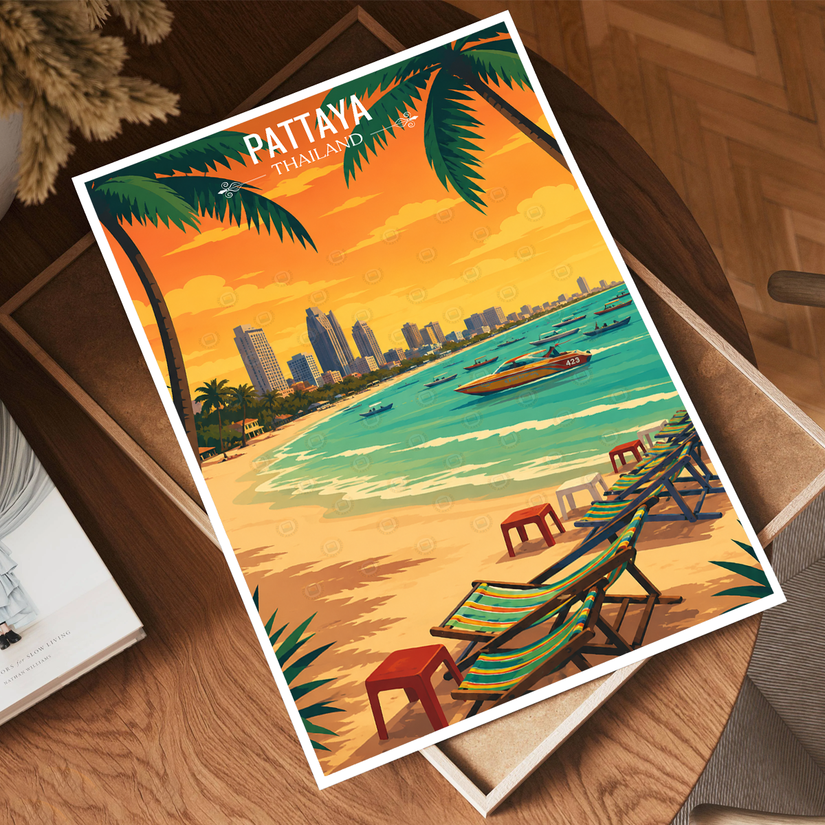 Pattaya - Thailand - Travel Poster Vintage Style Wall Art Print