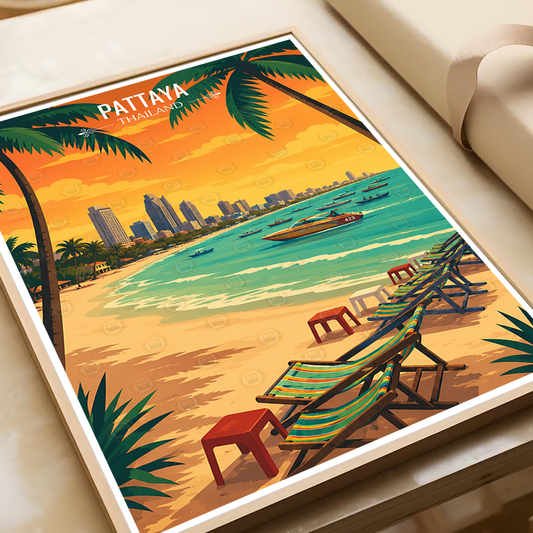 Pattaya - Thailand - Travel Poster Vintage Style Wall Art Print - Art Print - Travel Art Poster