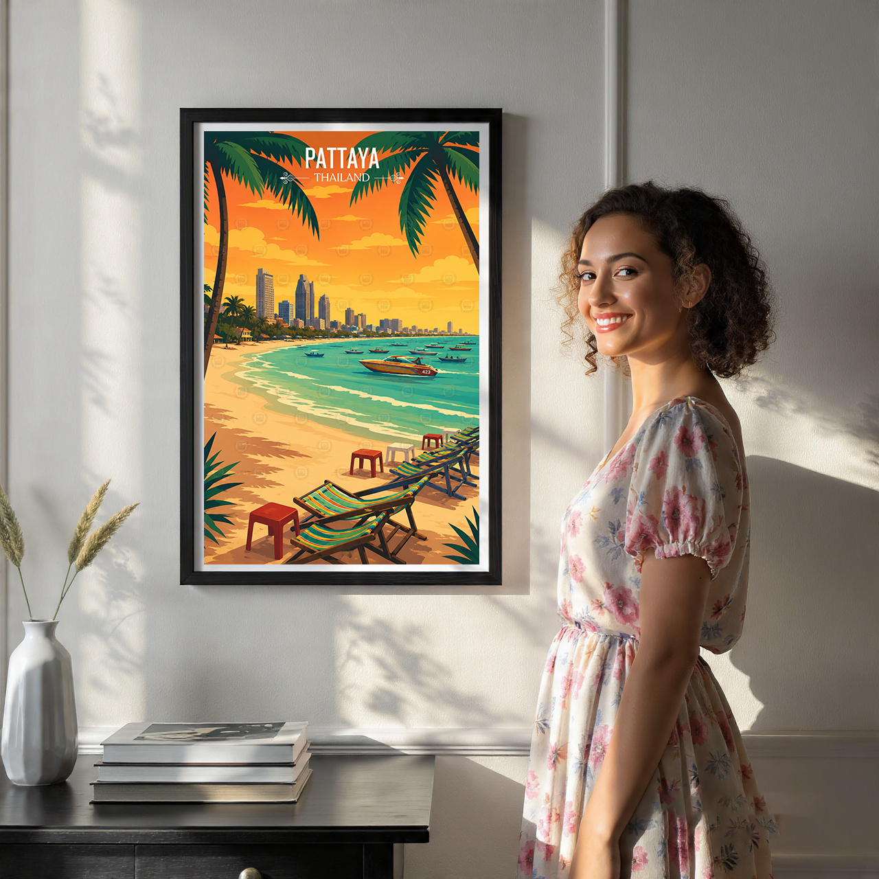 Pattaya - Thailand - Travel Poster Vintage Style Wall Art Print