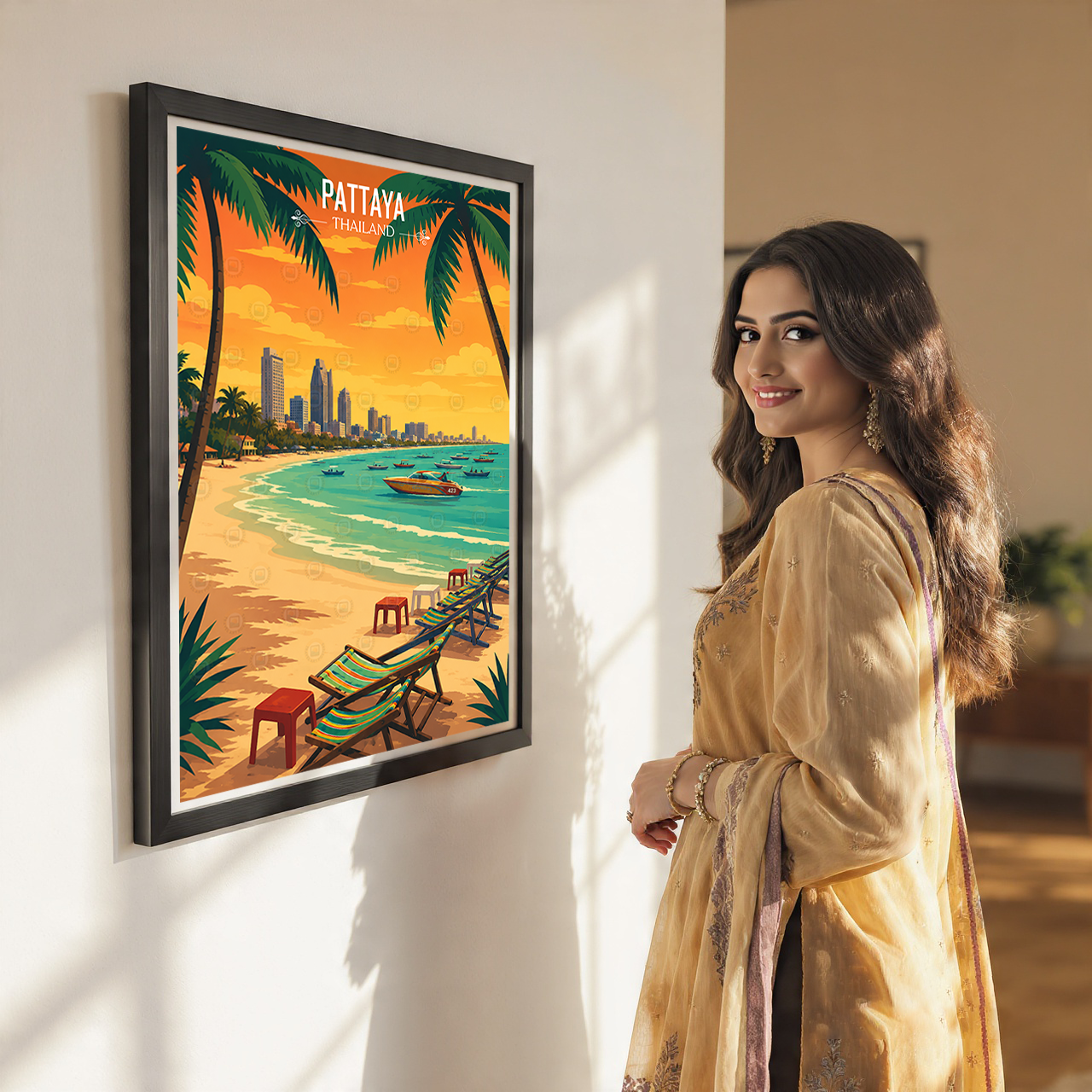 Pattaya - Thailand - Travel Poster Vintage Style Wall Art Print