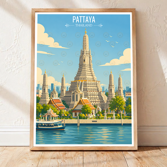 Pattaya - Thailand - Travel Poster Vintage Style Wall Art Print - Art Print - Travel Art Poster
