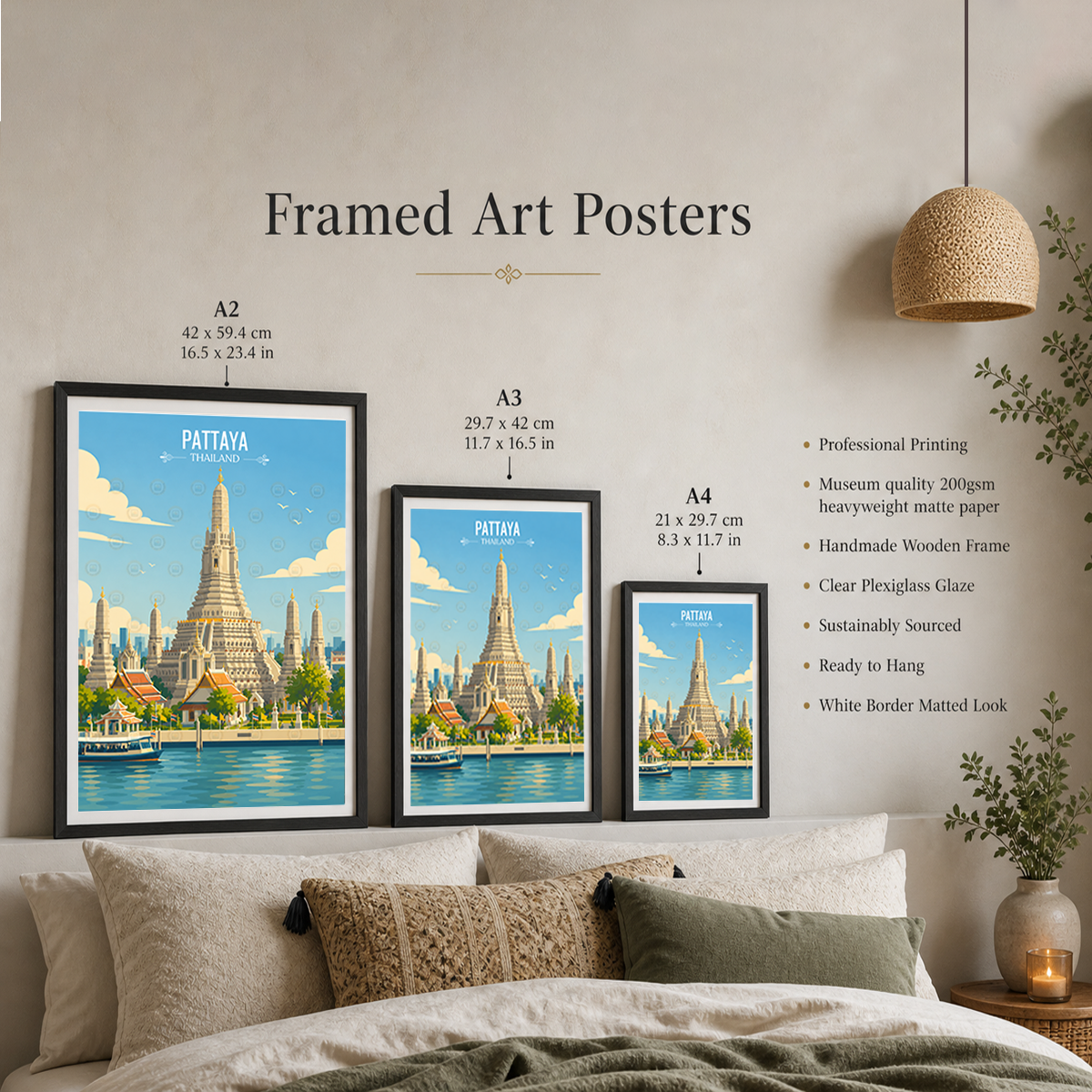 Pattaya - Thailand - Travel Poster Vintage Style Wall Art Print