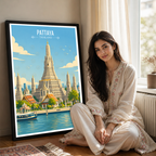 Pattaya - Thailand - Travel Poster Vintage Style Wall Art Print