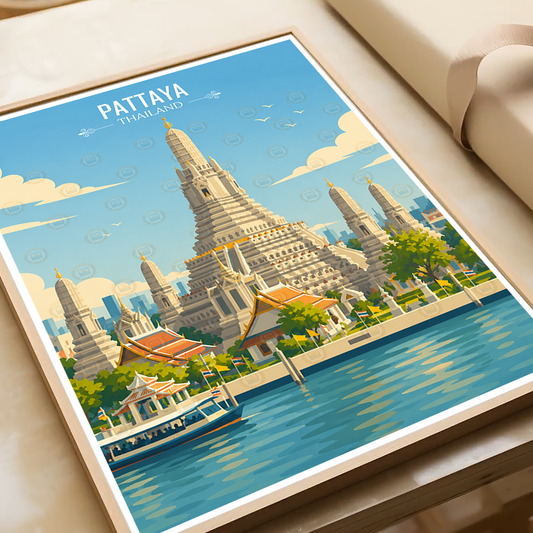 Pattaya - Thailand - Travel Poster Vintage Style Wall Art Print - Art Print - Travel Art Poster