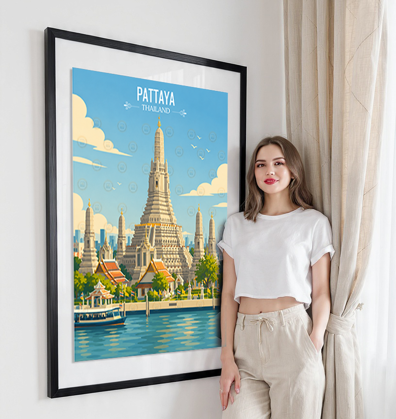 Pattaya - Thailand - Travel Poster Vintage Style Wall Art Print