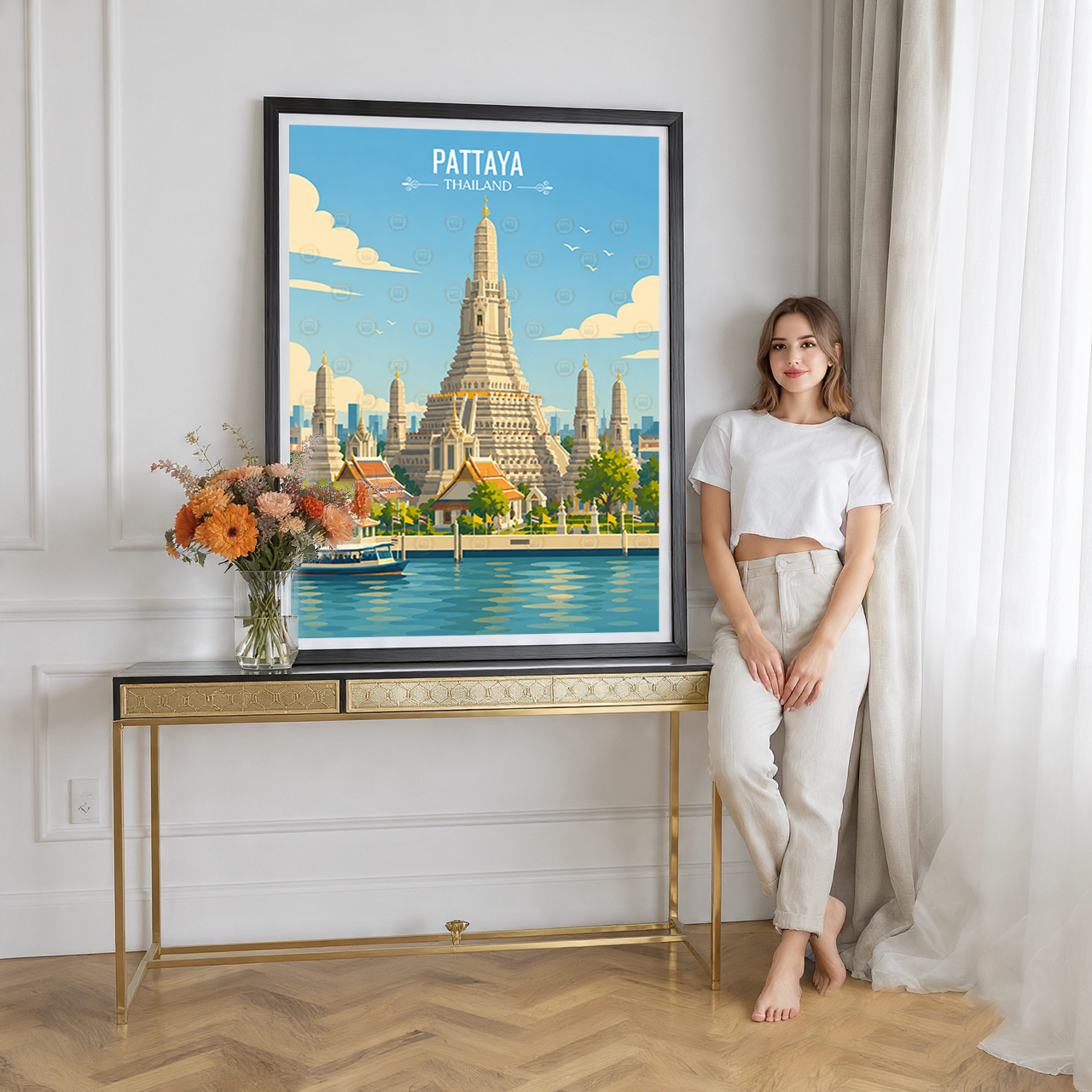 Pattaya - Thailand - Travel Poster Vintage Style Wall Art Print