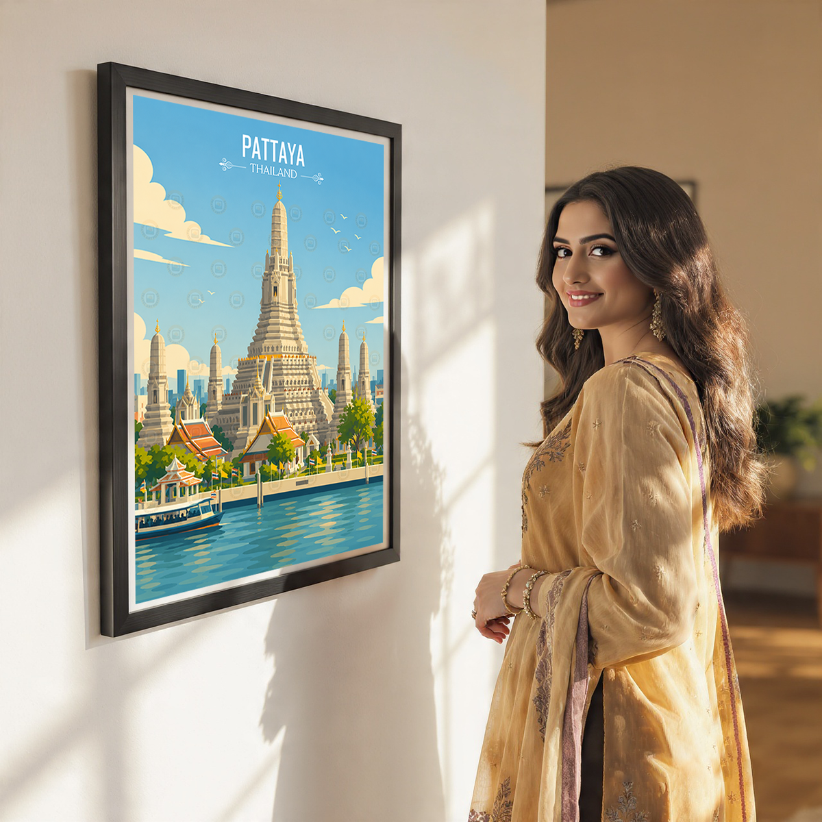 Pattaya - Thailand - Travel Poster Vintage Style Wall Art Print